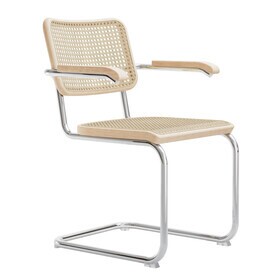 Thonet - S 64 V sledestoel met armleuningen met vlechtwerk essen