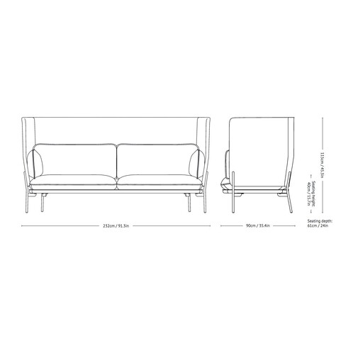 &tradition - Cloud High Back LN7 Sofa With High Back - line drawing