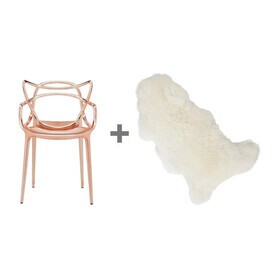Kartell - Actie-set Masters Metallic armleunstoel + vacht