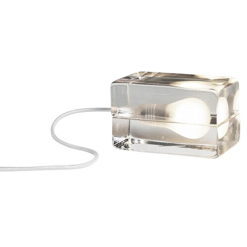 DesignHouseStockholm - Block Lamp Tischleuchte - transparent/Textilkabel weiß