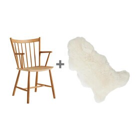 HAY - Set Promo chaise avec accoudoirs chêne J42 avec peau