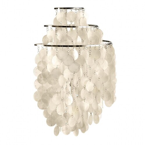 VerPan - Fun 1WM - Applique murale - blanc nacre/nacre/3 anneaux métalliques/câble transparent avec ON / OFF