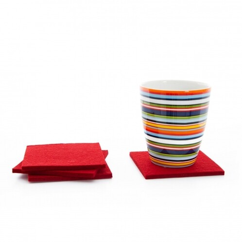 Hey-Sign - Hey-Sign - Lot de 4 Dessous-de-Bouteilles Carrés - rouge / 9x9cm/feutre/H 5mm