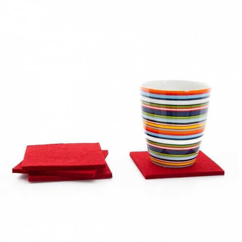 Hey-Sign - Hey-Sign Glasuntersetzer 4er Set - rot / 9x9cm/Filz/H 5mm