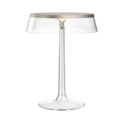 Flos - Bon Jour LED Table Lamp Chrome Matt - transparent/shade: plastics/H 41cm/ Ø 31,6cm/frame transparent/chrome matt