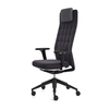 Vitra - ID Trim L Citterio - Chaise bureau accoudoirs 3D - noir nero/piètement basic dark noir/étoffe Plano/appuie-tête en cuir dimgrey gris foncé/avec des rouleau souple