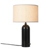 Gubi - Gravity - Lampe de table S - lin/noir/abat-jour lin/H 49cm, Ø 30cm/structure acier noir