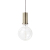 ferm LIVING - Socket Pendant Low Pendelleuchte - messing/plattiert/Baldachin messing/Stoffkabel hellgrau/H 10cm/Ø 7.5cm/50Hz