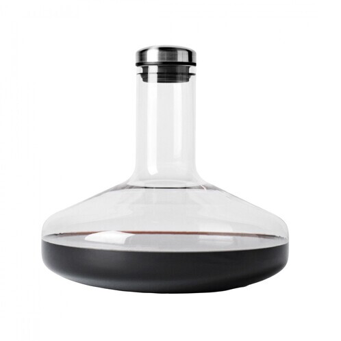 Menu - Wine Breather Deluxe Karaffe mit Deckel - edelstahl/Glas/H: 21cm/ Ø 20cm
