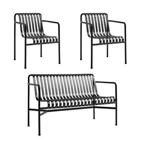 HAY - Palissade tuinset dining tuinbank + 2 dining armchairs
