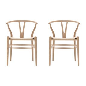 Carl Hansen - Set de 2 chaises CH24 Wishbone structure chêne