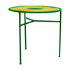 Moroso - Banjooli Bistrotisch - grün/panama/handgeflochten/Fußgleiter aus PVC/H 72cm/Ø 75cm/Gestell Stahl lackiert