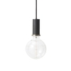 ferm LIVING - Socket Pendant Low Pendelleuchte - schwarz/pulverbeschichtet/Baldachin schwarz/Stoffkabel schwarz/H 10cm/Ø 7.5cm/50Hz