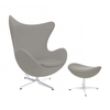Fritz Hansen - Set promo - Egg Chair chaise + repose-pied étoffe - gris clair/support en aluminium/étoffe Fame 61136/repose-pied: LxPxH 56x40x37cm