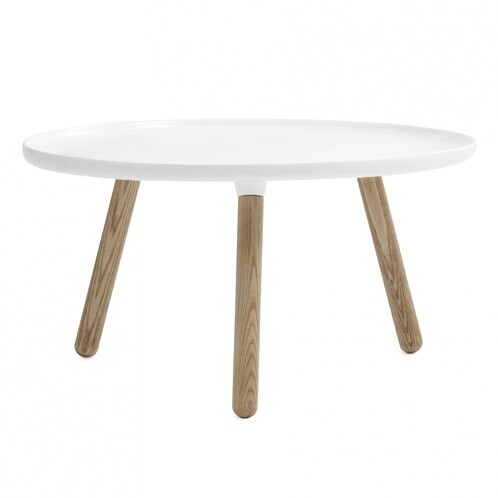Normann Copenhagen - Tablo Beistelltisch Ø78cm - weiß/Gestell esche/Ø78cm