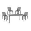 HAY Palissade Gartenmöbel-Set aus Metall, bestehend aus einem Tisch und vier Stühlen in modernem Design. - Palissade Gartenset Tisch + 4 Gartenstühle