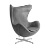 Fritz Hansen - Egg Chair / Das Ei Loungesessel Leder - betongrau/Gestell aluminium/Leder Sense