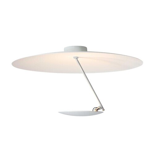 Catellani & Smith - Lederam C150 LED Deckenleuchte - weiß/Baldachin weiß H 3.5cm/2700K/1590lm/CRI80/mit Dimmer/Ø50cm/Stange weiß/Scheibe weiß