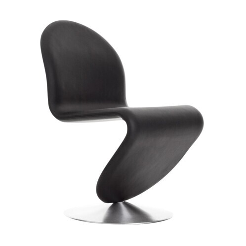 VerPan - System 1-2-3 Dining Chair Standard Stuhl - schwarz 314/Leder Savanne/Gestell gebürstets Aluminium