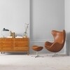 Fritz Hansen - Actie-set -Egg Chair stoel + voetenbank leder