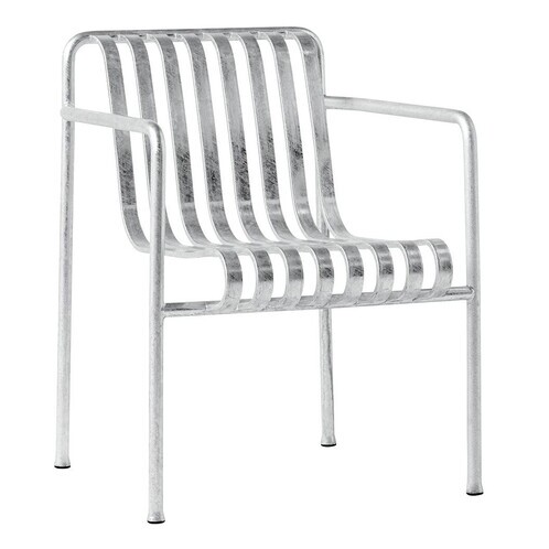 HAY Palissade Gartenstuhl aus Metall im modernen Design, robuste Outdoor-Möbelkollektion, stapelbar - Palissade Dining Gartenarmlehnstuhl Feuerverzinkt