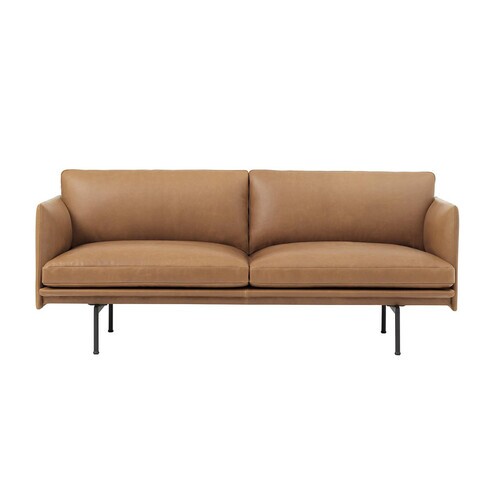 Muuto - Outline - Canapé 2 places - cognac/cuir cognac/PxHxP 170x69.5x84cm/structure aluminium noir: peint par poudrage
