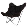 cuero - Iceland Mariposa Butterfly Chair Sessel - schwarz/Island Lammfell Shorn Black/Gestell schwarz