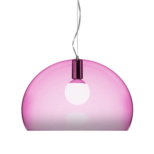 Kartell - FL/Y Pendelleuchte - kardinalrot/transparent/Ø52cm
