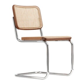 Thonet - S 32 V Pure Materials Freischwinger Stuhl mit Rohrgeflecht