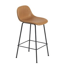 Muuto - Fiber Bar Stool With Backrest 65cm Leather