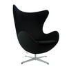 Fritz Hansen - Egg Chair/ Das Ei Loungesessel Stoff - schwarz/Gestell aluminium/Stoff Tonus 128
