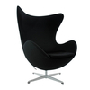 Fritz Hansen - Egg Chair/ Das Ei Loungesessel Stoff - schwarz/Gestell aluminium/Stoff Tonus 128