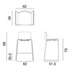 Arper - Catifa 46 0571 Bar Stool frame high, seat oak - line drawing