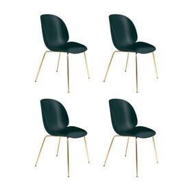 Gubi - Beetle Dining Chair Brass Base Set of 4
