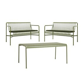 HAY - Palissade tuinset tafel + 2 dining tuinbanken met zitkussen