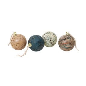 ferm LIVING - Marble Weihnachtskugel 4er Set L