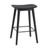 Muuto - Fiber - Tabouret de bar en bois 65cm - noir/siège plastique/PxHxP 45x66x42,5cm/structure de bois