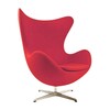 Fritz Hansen - Egg Chair/ Das Ei Loungesessel Stoff - rot/Gestell aluminium/Stoff Divina 623