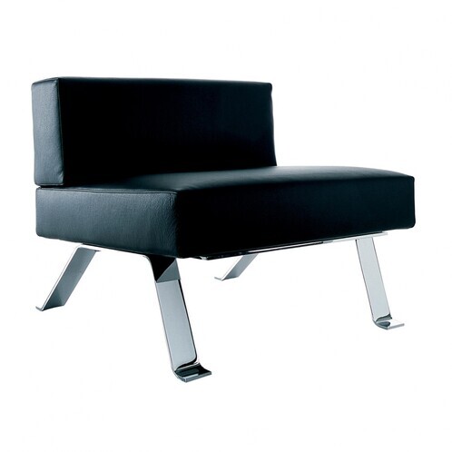 Cassina - 512 Ombra - Fauteuil - noir/cuir Scozia/piètement chromé