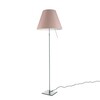 Luceplan - Costanza Terra Floor Lamp Fix/On-Off - soft skin pink/brushed/frame aluminium/foot 18cmx18cm