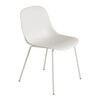 Muuto - Fiber Chair - Chaise cadre tubulaire - blanc/siège fibre de bois/plastique/PxHxP 51x77x53cm/structure: acier peint par poudrage