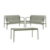 HAY Palissade grüne Metall-Gartenmöbel: Zwei Bänke und ein Tisch, modernes Design, langlebiges Material. - Palissade Gartenset Tisch + 2 Dining Bänke