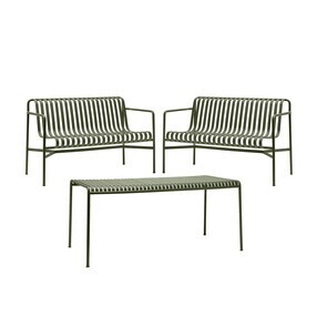 HAY - Palissade Gartenset Tisch + 2 Dining Gartenbänke