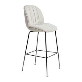 Gubi - Beetle Soft barstoel volledig gestoffeerd zwart chromen onderstel 118cm