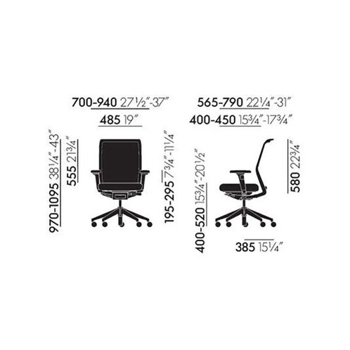 Vitra - ID Mesh -Chaise de bureau structure aluminium - dessin au trait
