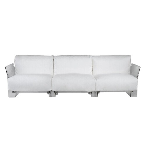 Kartell - Pop Outdoor Three Seater - white/fabric Sunbrella/weather-proof/frame transparent/255x70x94cm