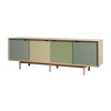 Andersen Furniture - Andersen Furniture S1 - Sideboard coloré - Ocean Grey, Doeskin, Pale Olive/chêne savonné/L 200 x D 50 x H 68 cm