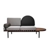 Petite Friture - Grid - Daybed 187x86x72cm - grijs/zwart/stof Steelcut Trio 2 133 & leder/opslag rechts van walnoot/frame walnoot zwart