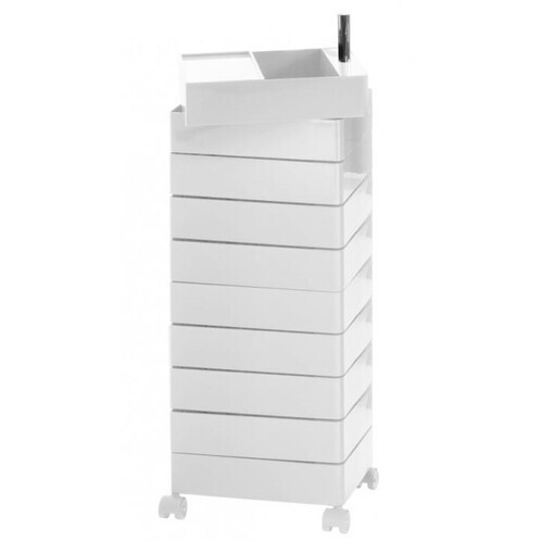 Magis - 360° Container 127 With Wheels - white/glossy/drawer height 9.8 cm/ 32x46x127cm/incl. tray/10 drawers