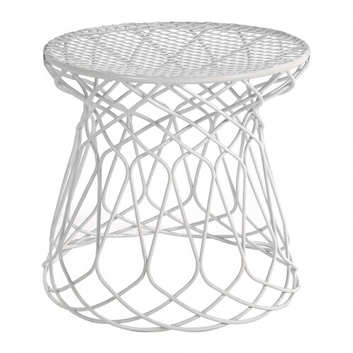emu - Re-Trouvé - Desserte / tabouret de jardin - blanc/peint par poudrage/H 45cm, Ø 45cm